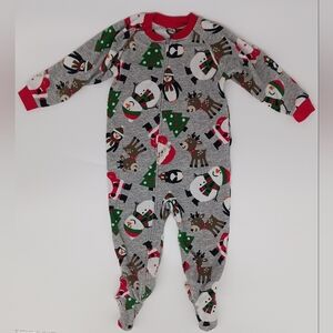 Carter's Fleece Zip Up Footed Christmas Sleeper (2T) - Santa, Snowman, Penguin